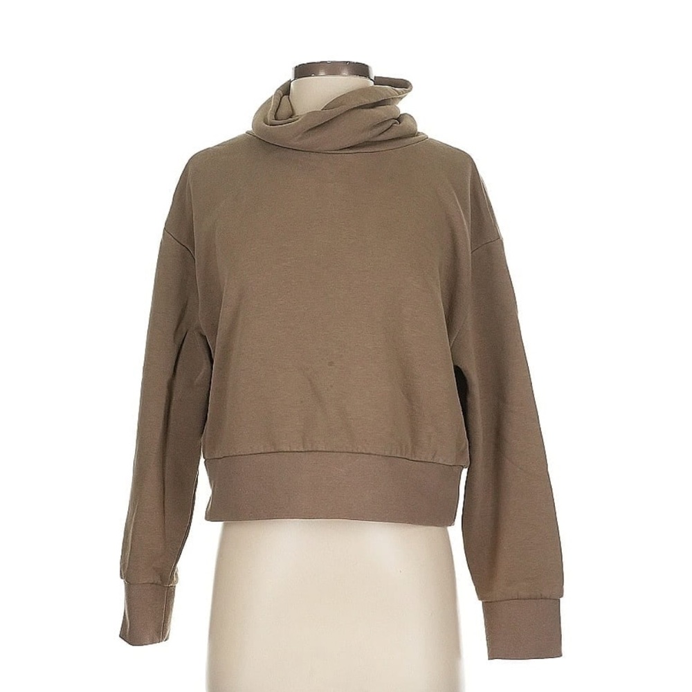 Zara Brown Crop Cowl Neck Sweatshirt